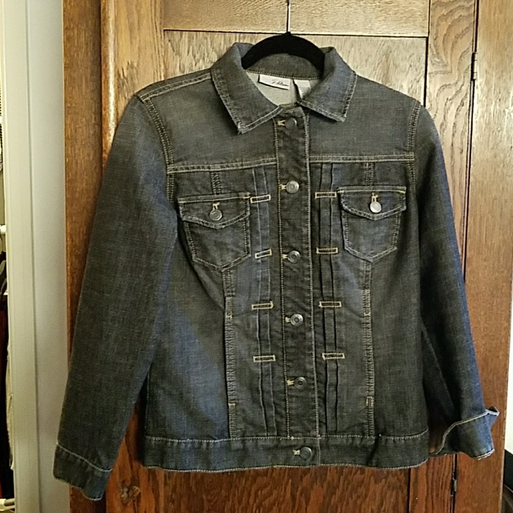 light distress black jean jacket